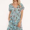 Shop LulaLife | Lulalife Paisley Shirred Dress Surf