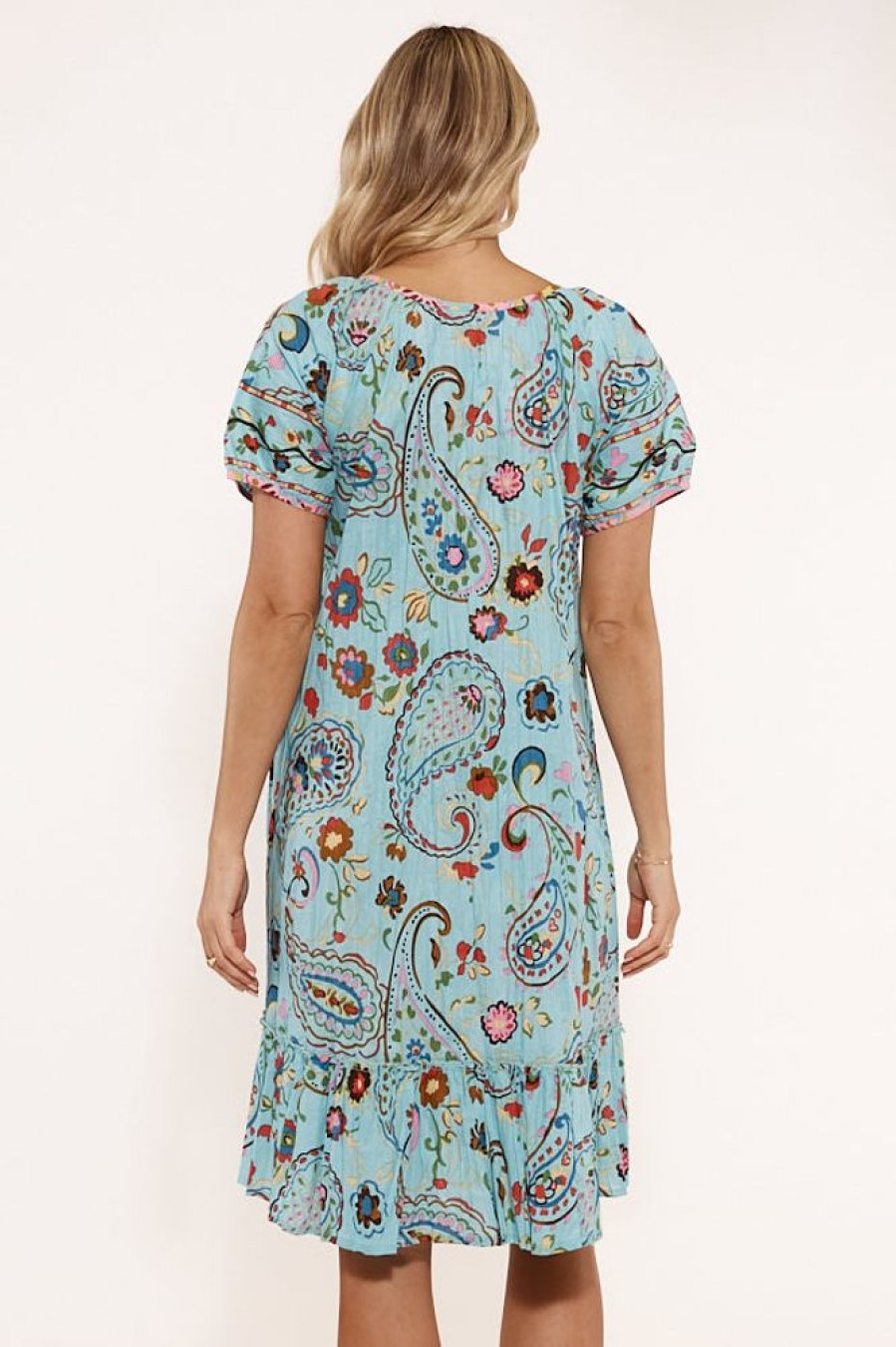 Shop LulaLife | Lulalife Paisley Shirred Dress Surf