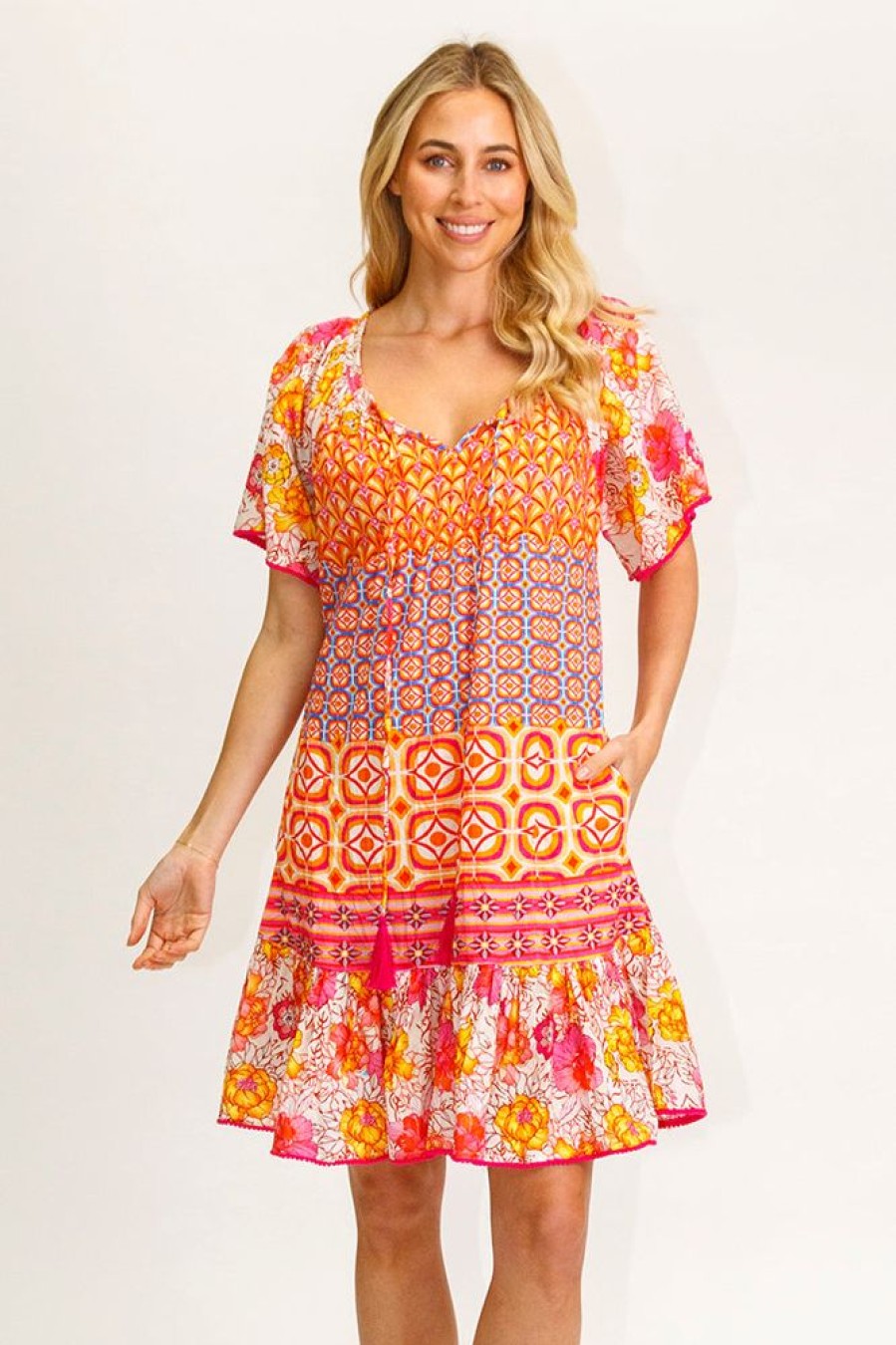 Shop LulaLife | Lulalife Lorne Shirred Dress Melon